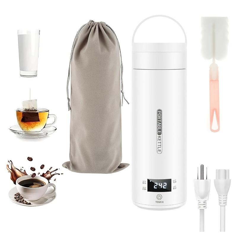 Portable Electric Kettle Stainless Steel Auto Shut Off Dry Boil Protection 4 Temperature Settings 500ml Travel Water Heater EU Plug белый