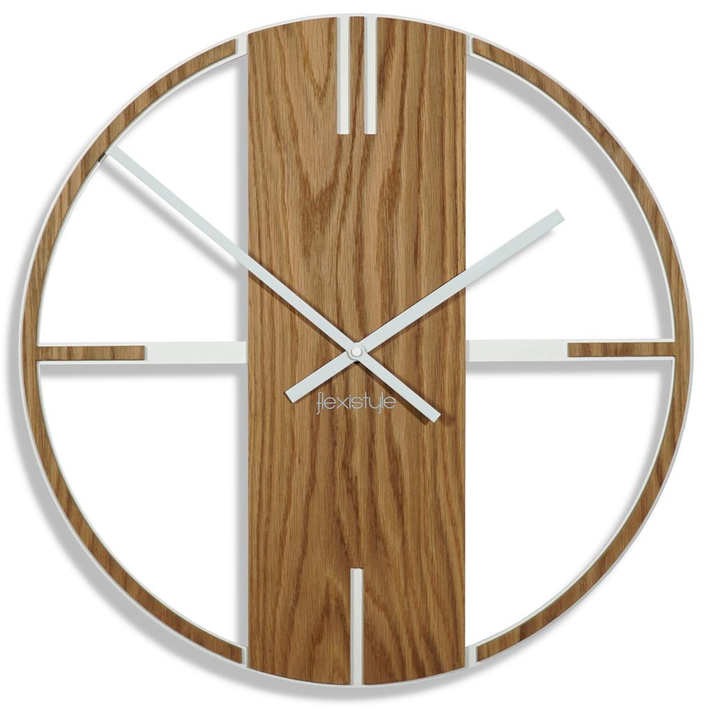 Unique Oak Metal Wall Clock 50cm