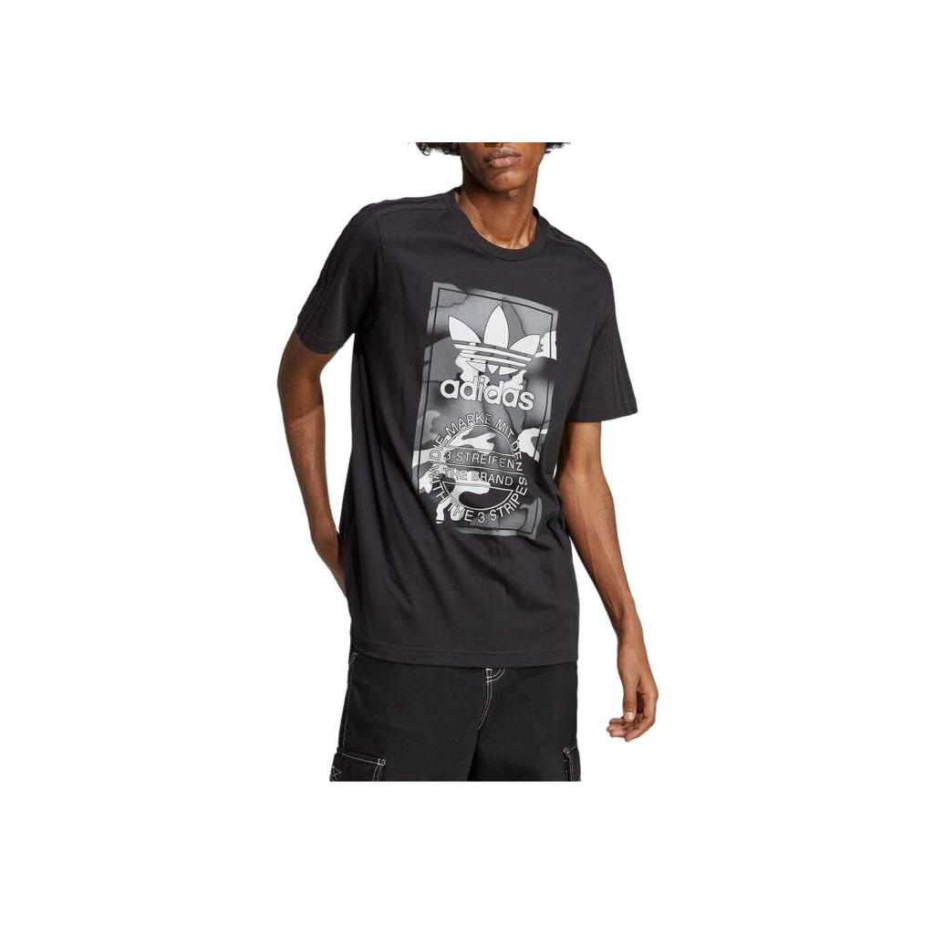adidas Originals Trefoil Logo Print Breathable Sports Crew Neck Short Sleeve T-Shirt Men T-Shirts Black HR3531