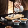 Ancient Style Chinese Ceramic Gourd Wine Bottle with Portable Mesh Bag for Cold Brew