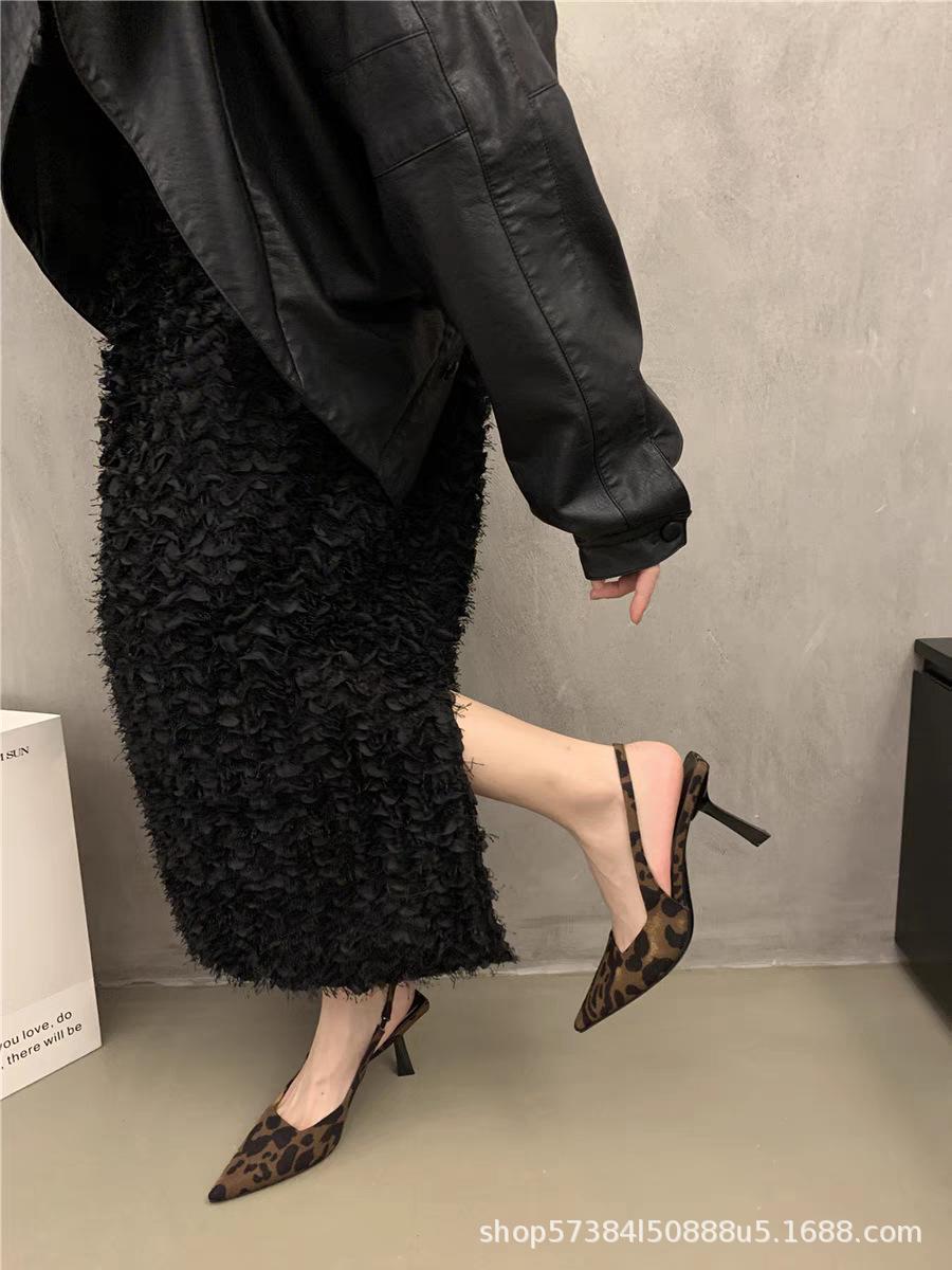 

Sandals women s thin heels pointed white back strap women s shoes 2025 summer new sexy and thin one-word strap high heels 42