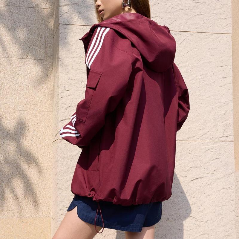adidas Originals Trefoil Hooded Windbreaker Burgundy Unisex KV8848