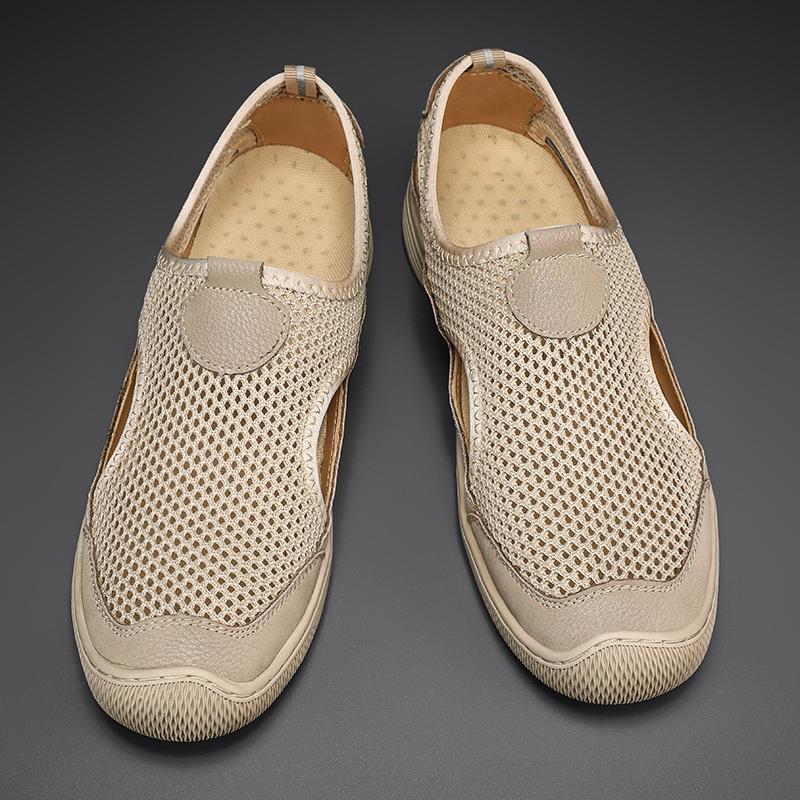 Summer Flat Casual Shoes For Men Breathable Mesh Sneakers Men Slip On Loafers Soft Comfortable Outdoor Sandals