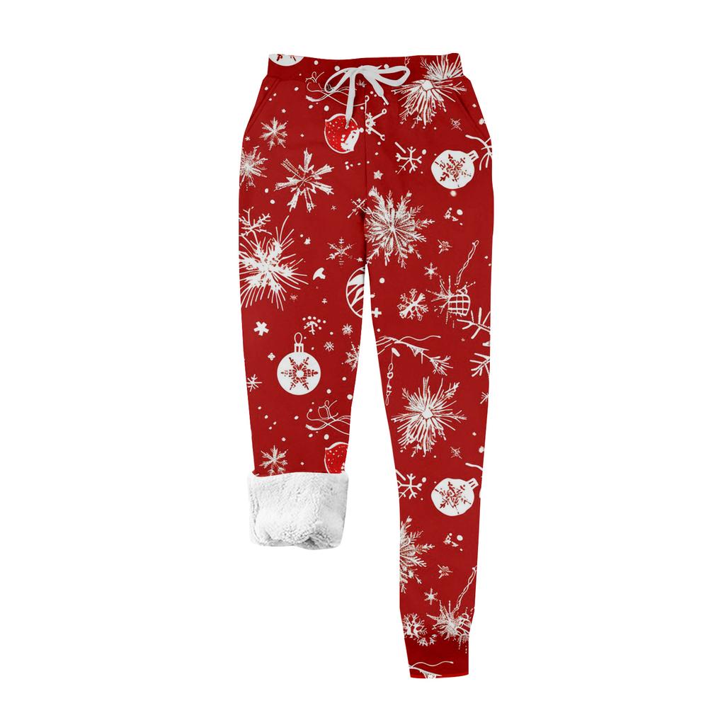 Women's casual fashion home Christmas print plush sweatpants