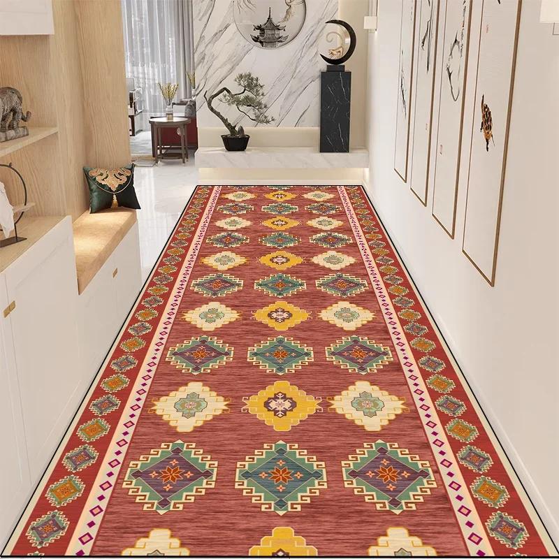 Long Vintage Corridor Runners Carpet Non-slip Stair Carpet Washable Aisle Rug Decoration Home Carpets Passageway Floor Mats