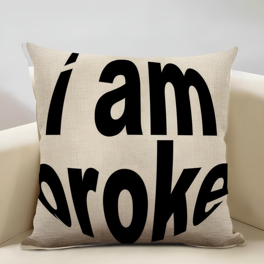Fisheye In English Cushion Cover Household Decoration Linen Sofa Cushion Cover: Skin-Friendly & Breathable with Invisible Zipper