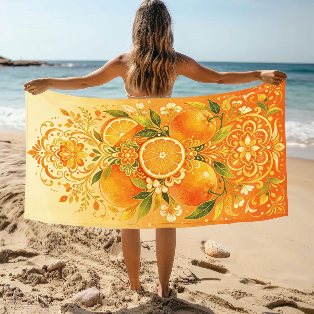 Orange Print Handtuch Sport Schnelltrocknend Super Saugfähig Camping Handtuch Super Weich Leichtgewicht Fitnessstudio Schwimmen Yoga Strand Handtuch