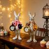 Relógio Decoração Coelho da Páscoa Figura Coelho de Resina com Cartola e Relógio de Bolso Mola Estátua Coelho Vintage para Mesa Prateleira Decoração de Casa