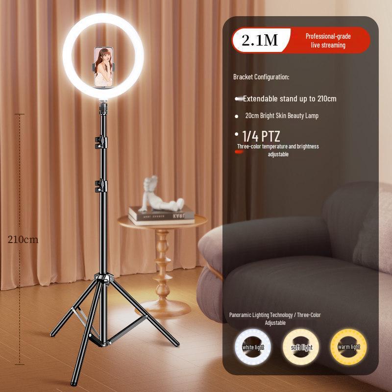 Professional Desktop Ring Light Stand for Streamers - Large Aperture Beauty & Selfie Light