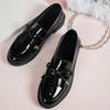 Mode Mode Schleife Lackleder Ballerinas Damen 2025 Übergröße Schwarz Mittel Absatz Loafers Frau Bequeme Slipper Einzelne Schuhe Weiblich