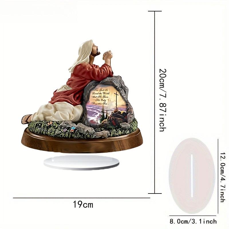 

1pc Bohemian Jesus Prayer Desktop Decor Multifunctional Home Decor- 2D Flat Acrylic Desktop Ornament, Wall Decor Art 20*19cm