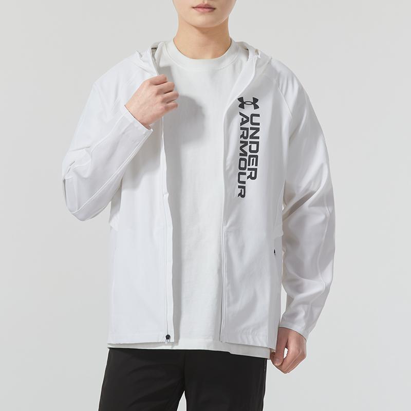 Under Armour Letter Logo Printed Training Hoodie Men White 1377486-100