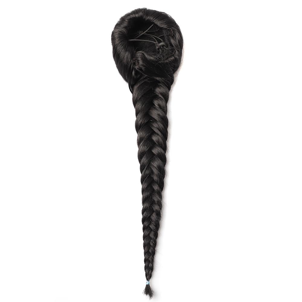 Jeedou Ponytails Hair Braided Plaited Fishtail Fishbone Drawstring Ponytail Extension Rainbow Colorful Chignon Hairpiece