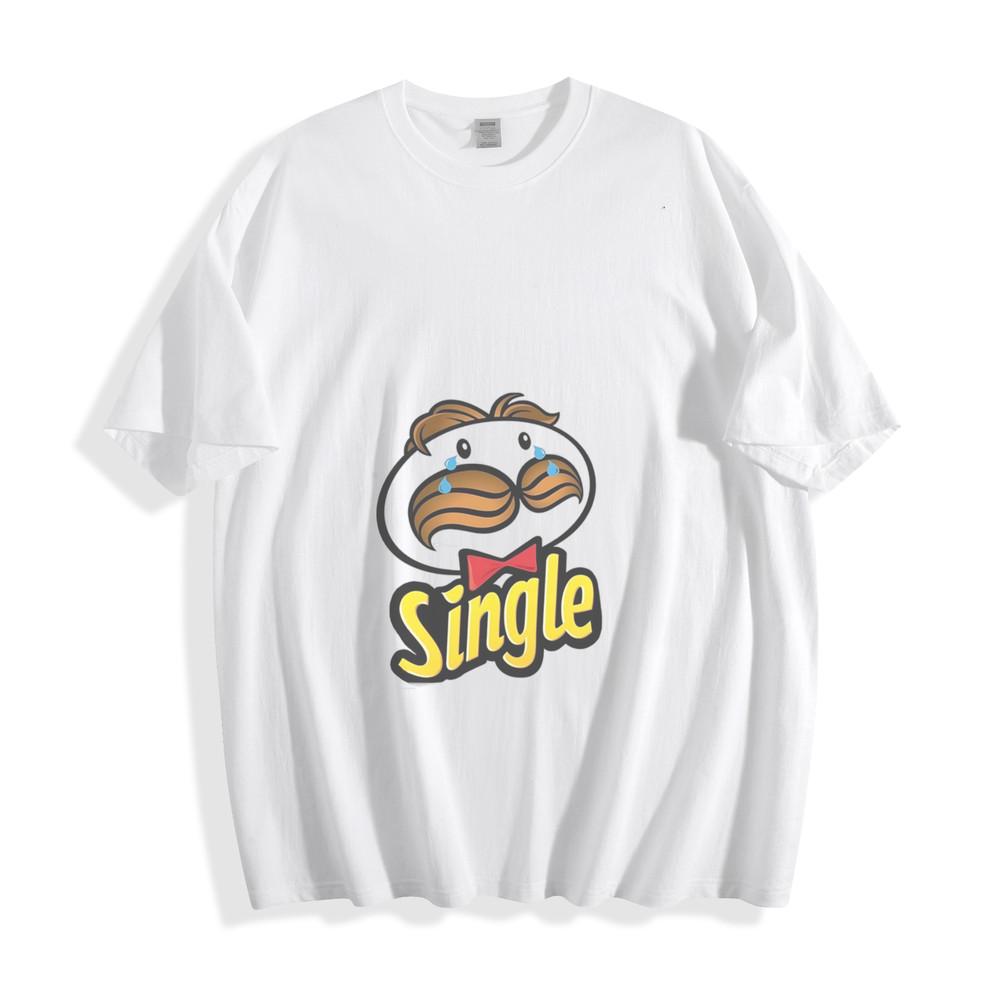 

Одиночная футболка Pringles - Забавный дизайн с усами и слезами, Унисекс футболка 4XL