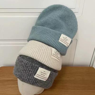 Autumn and Winter Knitted Wool Hat Trendy Korean Style Autumn and Winter Versatile Warm Solid Color Big Head Cold Hat for Men and Women
