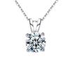 Moissanite Classic Four-Prong Necklace: Simple S925 Sterling Silver Pendant for Women, Japanese & Korean Inspired Light Luxury Style.