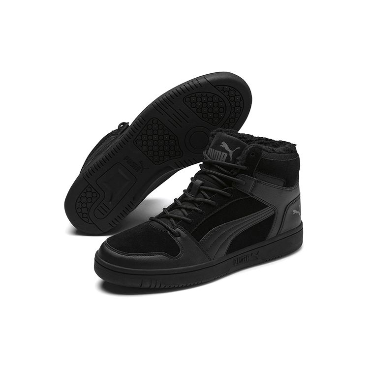 Puma Rebound LayUp SD Fur - Schwarze Unisex-Sneaker Castlerock 369831-01