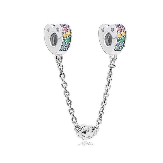 Tone Sparkling Clear Sparkle Round For Women Safety Chain Charm Bead Fit Bracelets Pendant Diy JewelryTrendy Chain