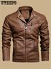 Vintage-Inspired Men's Faux Leather Jacket - Windproof, Warm Fleece Lined, Multi-Pocket Design for Motorcycle Riding & Casual Wear