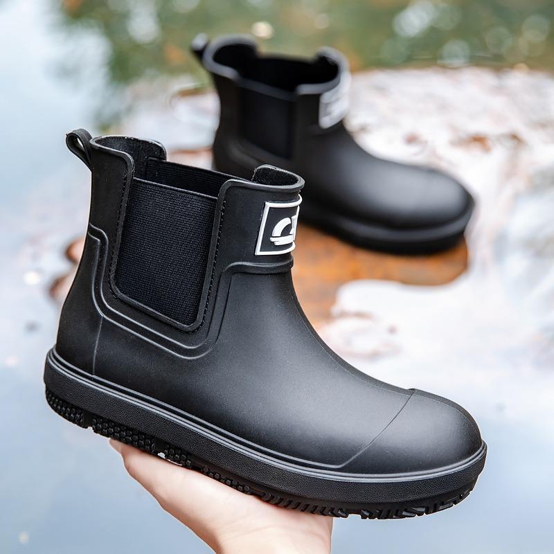 New men's rain shoes winter water shoes waterproof and non-slip thick-soled water boots adult kitchen work wear velvet rain boots women