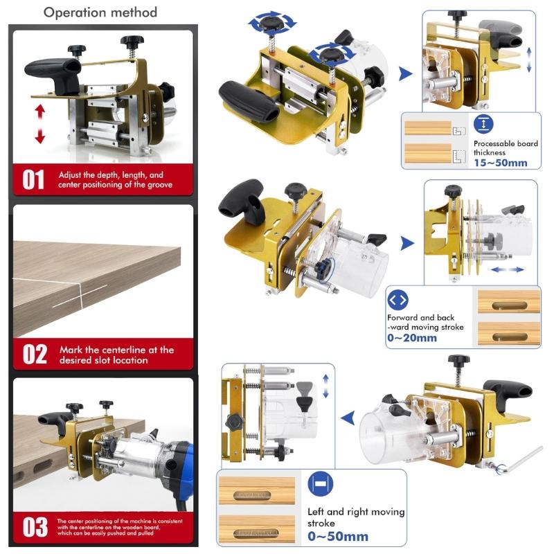 Mortising Jig For 65mm Trimming Machine Locators Linears Track Woodwork 65mm 2 In 1 Slotting Bracket Invisible Fastener