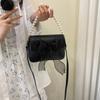 Fashi Lace Bow Single Shoulder Handbag, Korean Fairy Gentle Style Pearl Crossbody Bags, Versatile for Commuting and Banquets