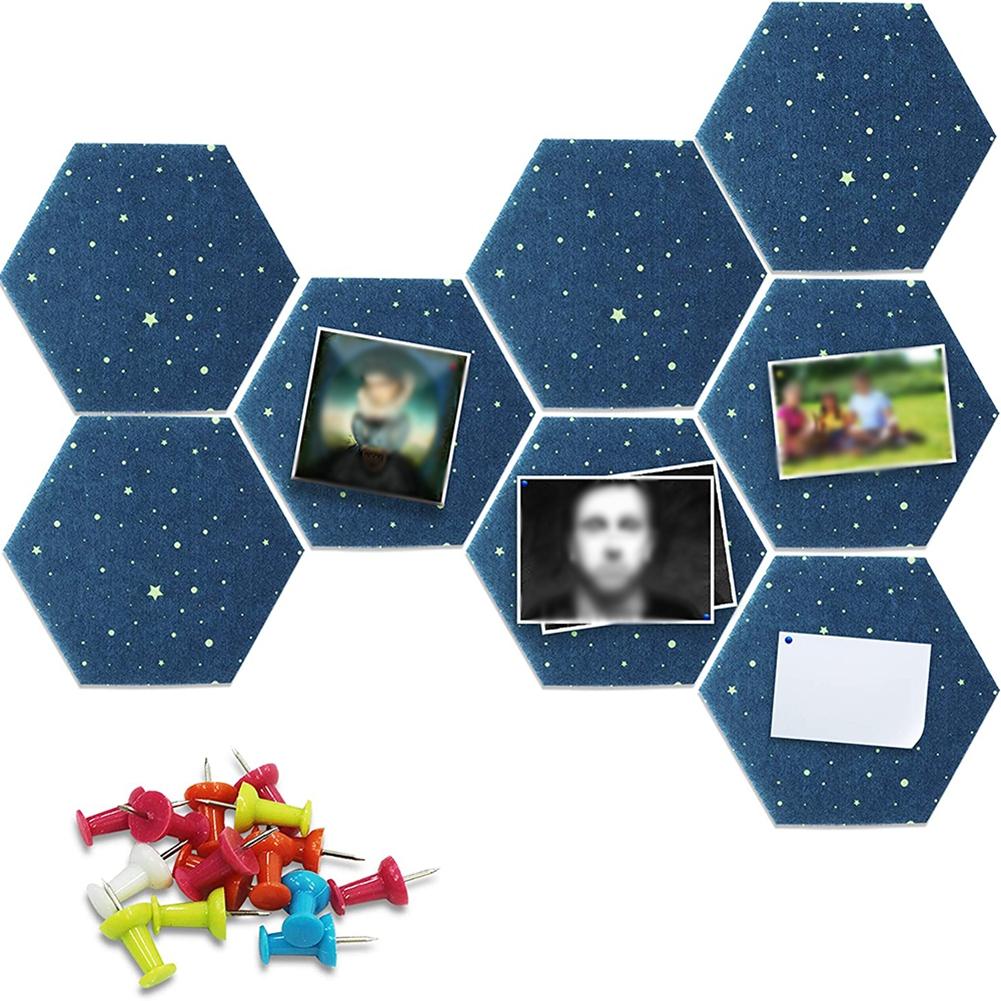 Hexagon Felt Board Tiles Self Adhesive Wall Bulletin Board Felt Memo Board Notice Board with Push Pins for Home Wall Decal Decor