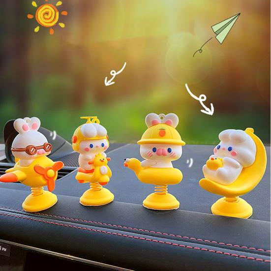 Shaking Car Ornament Cute Cartoon Animal Spring Design Car Interior Decoration Cute Creative Gift Desktop Ornament Birthday Gift