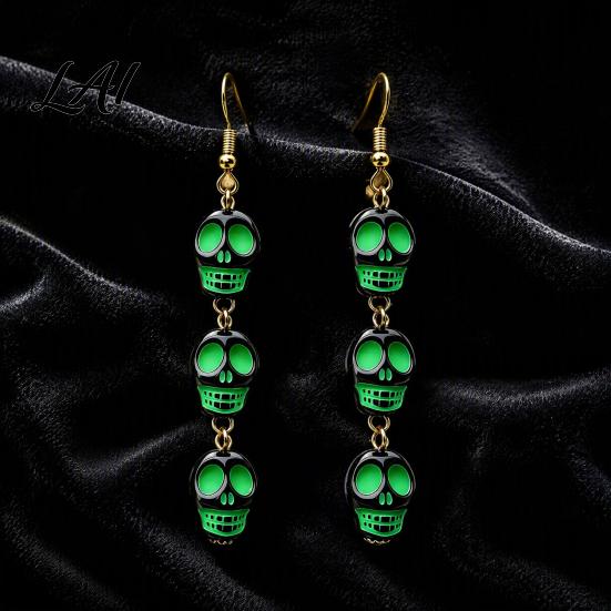 Dark Style Accessories 1 Pair Acrylic Halloween Earrings for Women Triple Skulls Drop Dangle Cosplay Party Jewelry Earrings Gothic Gifts Holiday