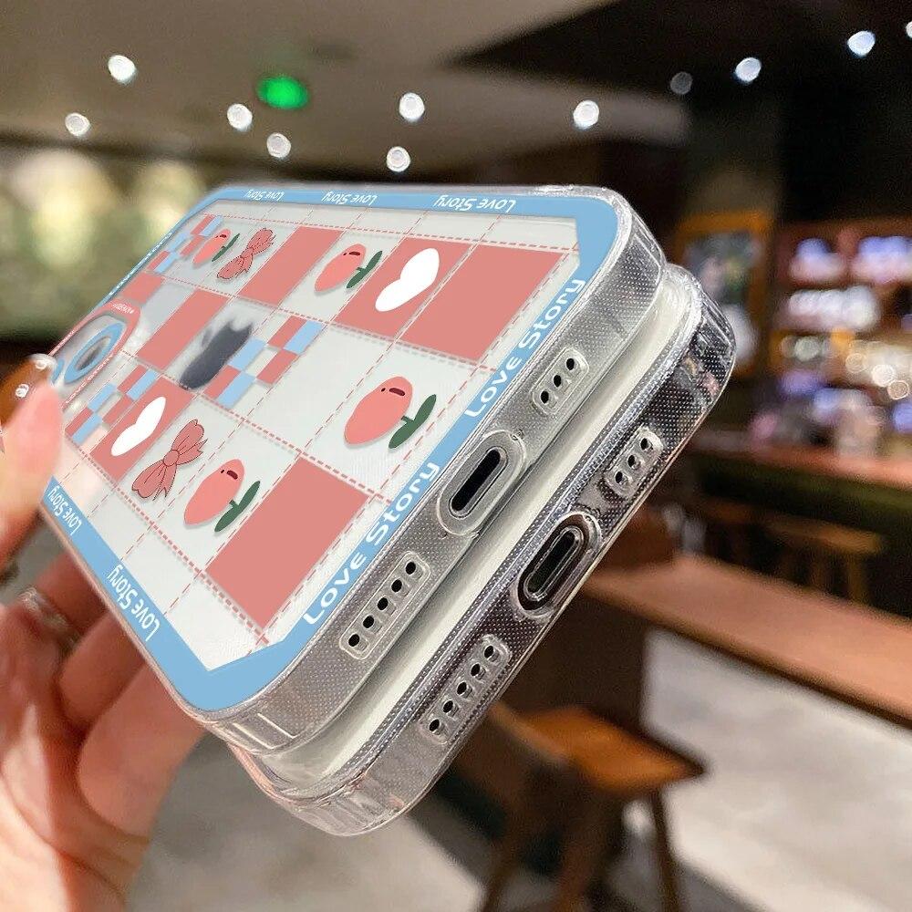 Cute Pink Love Heart Phone Case For iPhone 11 Case iPhone 15 14 13 12 Pro Max X XS XR 7 8 Plus 13 12 Mini SE Soft Colorful Cover