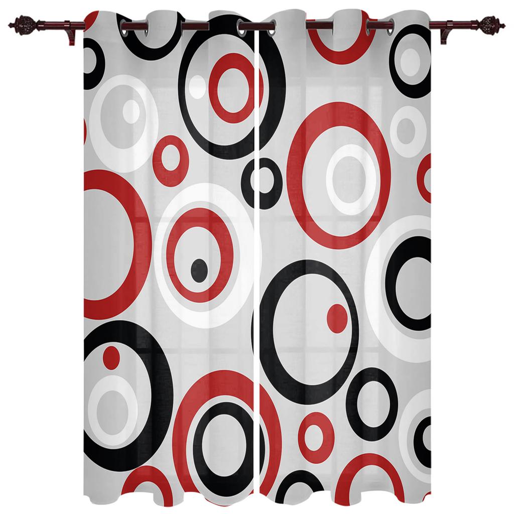 Circle Abstract Geometry Window Curtain Living Room Luxury Valance Curtain for Bedroom Home Kitchen Decor Curtain