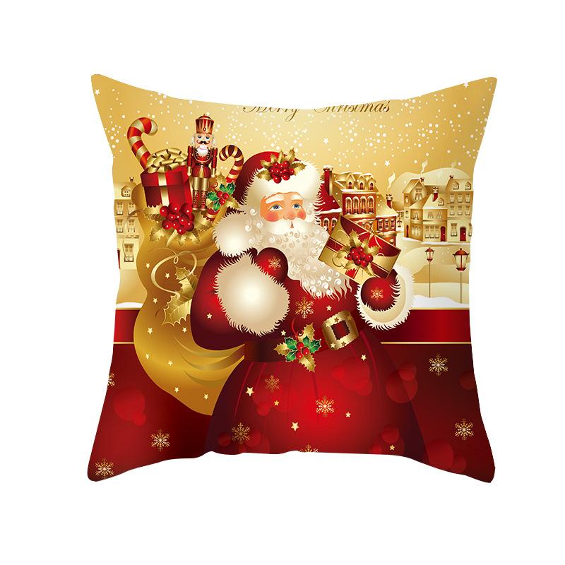 Christmas Pillow Cover Ultra Soft Short Plush Printed Home Fabric Sofa Cushion Cover Living Room Decoration Pillow Cover