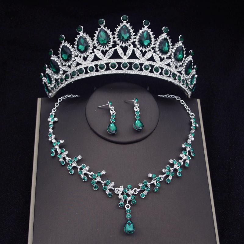 Princess Bridal Tiaras Jewelry Sets for Women Crown and Earring Necklace Set Birthday Party Wedding Jewelry Bride Accessories