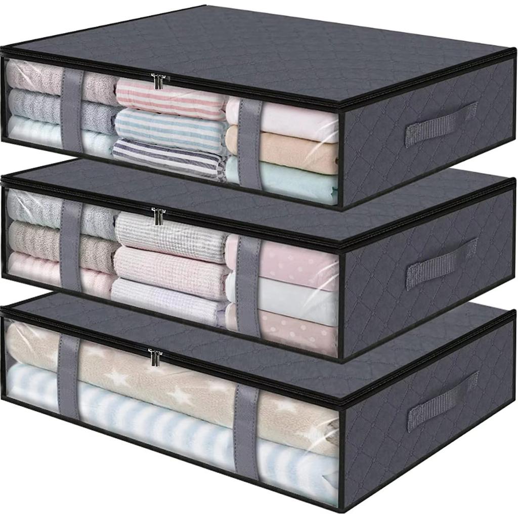 Foldable Bed Storage Container With A Transparent Window And A Lrge Capacity Bed Undergarments Storage Box Clothing Storage Bag