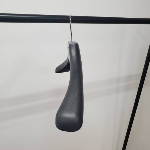 Commercial Suit Jacket Hangers, Black, Sturdy, Plastic, Anti-Slip (Set of 4, 39cm, No Bars)