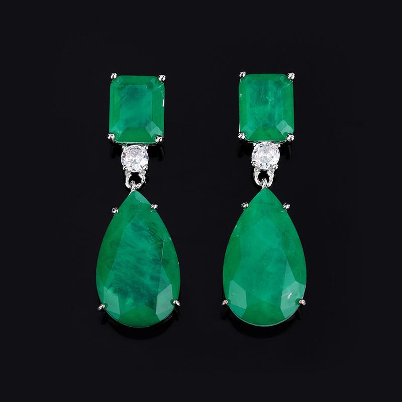 Geometric Copper Drop Earrings With Zirconia Embellishments For Elegant Women