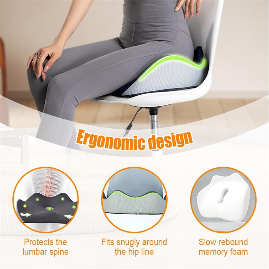 Orthopedic Ventilated Seat Cushion, Memory Foam Seat Cushion, Foam Lifting Pillow Memory Foam Chair Cushions For  Car Gaming Chairs