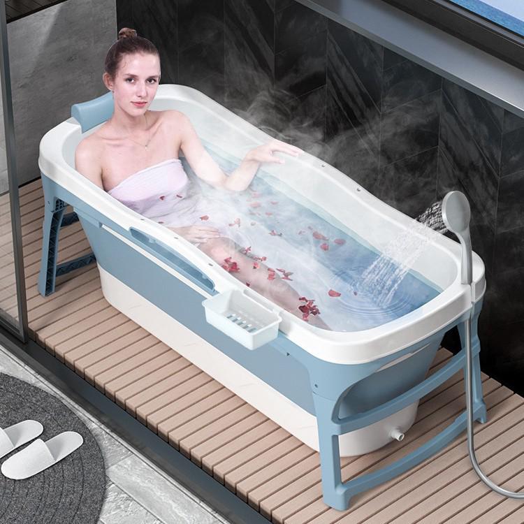 

1.43-Fold Dual-Use Shower Bucket: Folding Bathtub for Adults & Children, Baby Bath Basin, Steam & Soak Capabilities. 1.18m