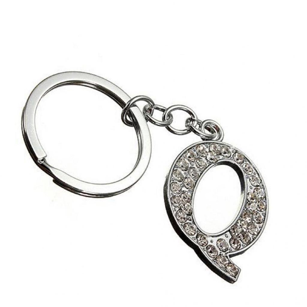 Portachiavi Personalizzato Con Lettera Alfabeto J - Ciondolo In Metallo Con Strass Intarsiati - Unisex - Regalo Ideale