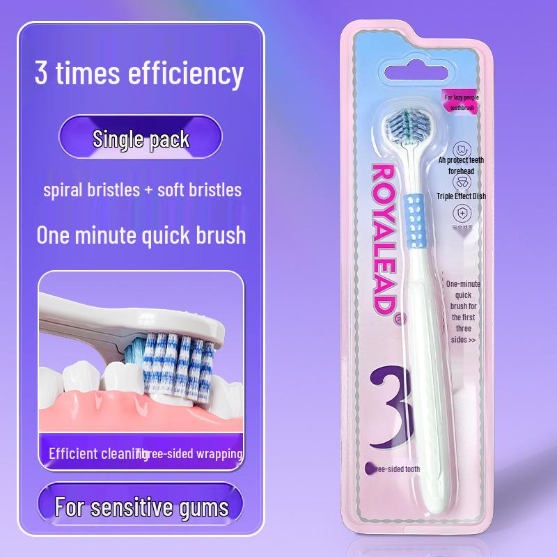 Premium Adult U-Shaped Three-Sided Toothbrush with Soft Bristles, Family Pack, Individually Packaged