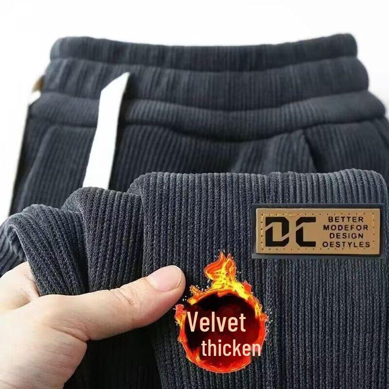 

Мужские спортивные штаны из вельвета и бархата с утолщенными манжетами — повседневные брюки большого размера для осенних и зимних видов спорта XL [110-130 lbs]