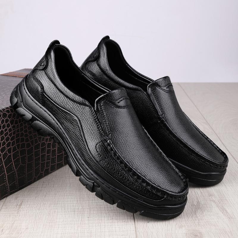 

Мужские лоферы мода Новые Удобные Повседневные Кожаные Туфли для улицы Дышащие Винтажные Ручной работы Мягкие Туфли ручной работы мужские 45 чёрный