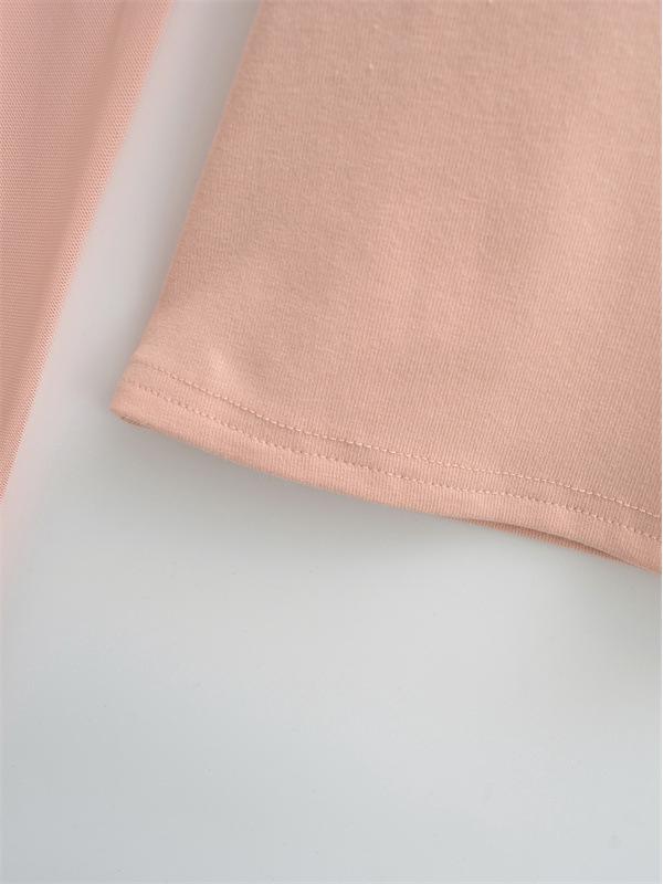 Women's Chic Sheer Mesh Spliced Long Sleeve T-shirt: Elegant Slim-fit, Sexy Base Layer Top