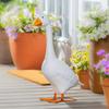 Large White Porch Goose Statue Ceramic Goose Figurine 17" Tall Animal Sculpture