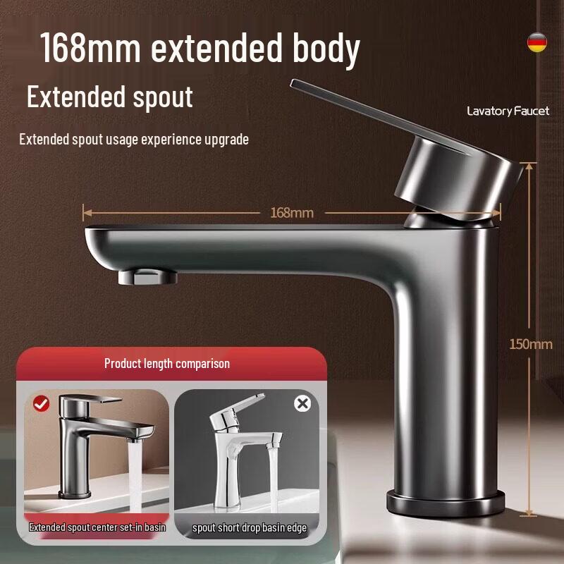 Gunmetal Grey Stainless Steel Single Cold Basin Faucet