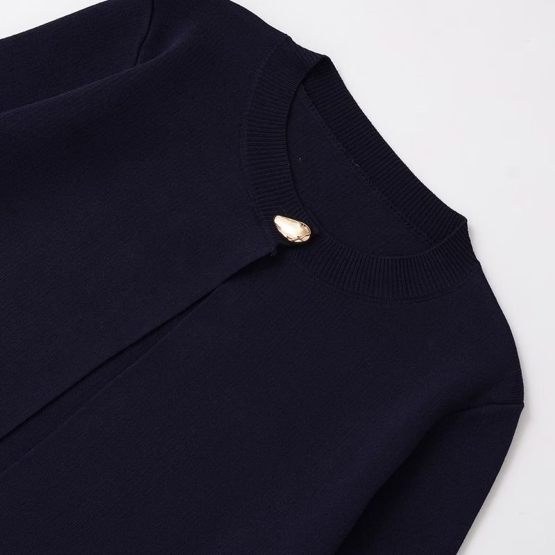 Kaslead New Women clothes Western Style Versitile Fashion Gold Decorated Row Button Knitted Outerwear 6427013