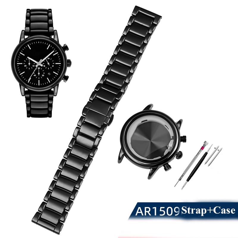 Высококачественный керамический ремешок+корпус для часов Armani серии AR1507 AR1509 AR1451 AR1452 AR1400 AR1410, аксессуары для часов, мужской браслет