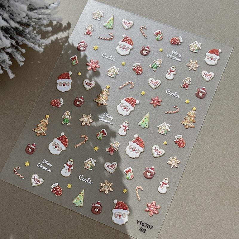 1Pcs Bronzing Christmas Snowflakes Nail Art Sticker Cute Cartoon Christmas Tree Santa Claus Manicure Decal Diy Nail Art Decor