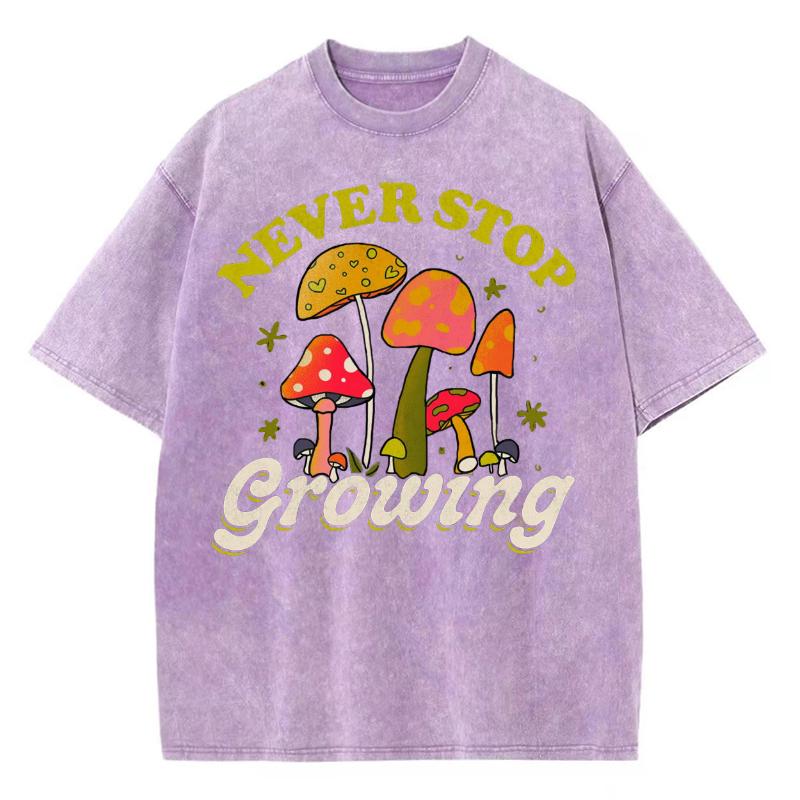 Women's T-Shirt Summer New Alphabet Mushroom Print Y2K Oversized Washed Neutral Short Sleeve Casual Trend Hip Hop Top