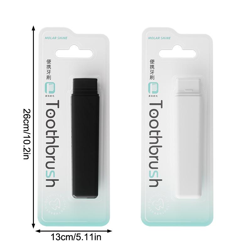 Travel Toothbrush Foldable Portable Small Dental Brush Simple Style Black/White Traveling Adult Soft Bristle Brush